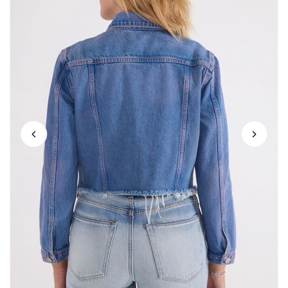 NWOT ETICA Lennox Mini Cropped Trucker Denim Blue Women's Jacket - Picture 3 of 13